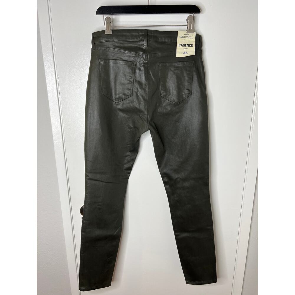 L'Agence Women's Jyothi High Rise Split Ankle Army Coated Jeans NEW ~ Size 32 - Picture 4 of 9